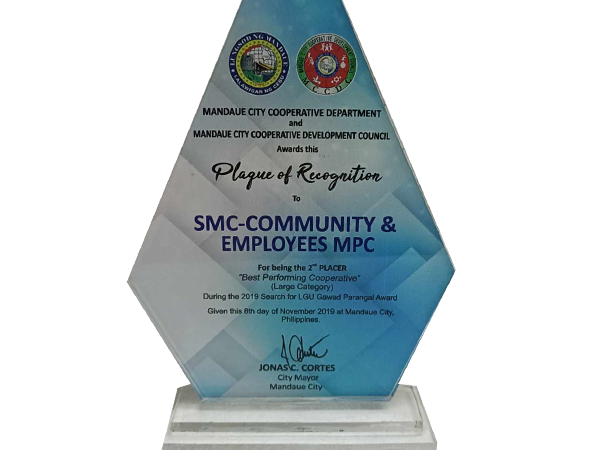 2nd Best Performing Cooperative in Mandaue City’s 2019 Gawad Parangal